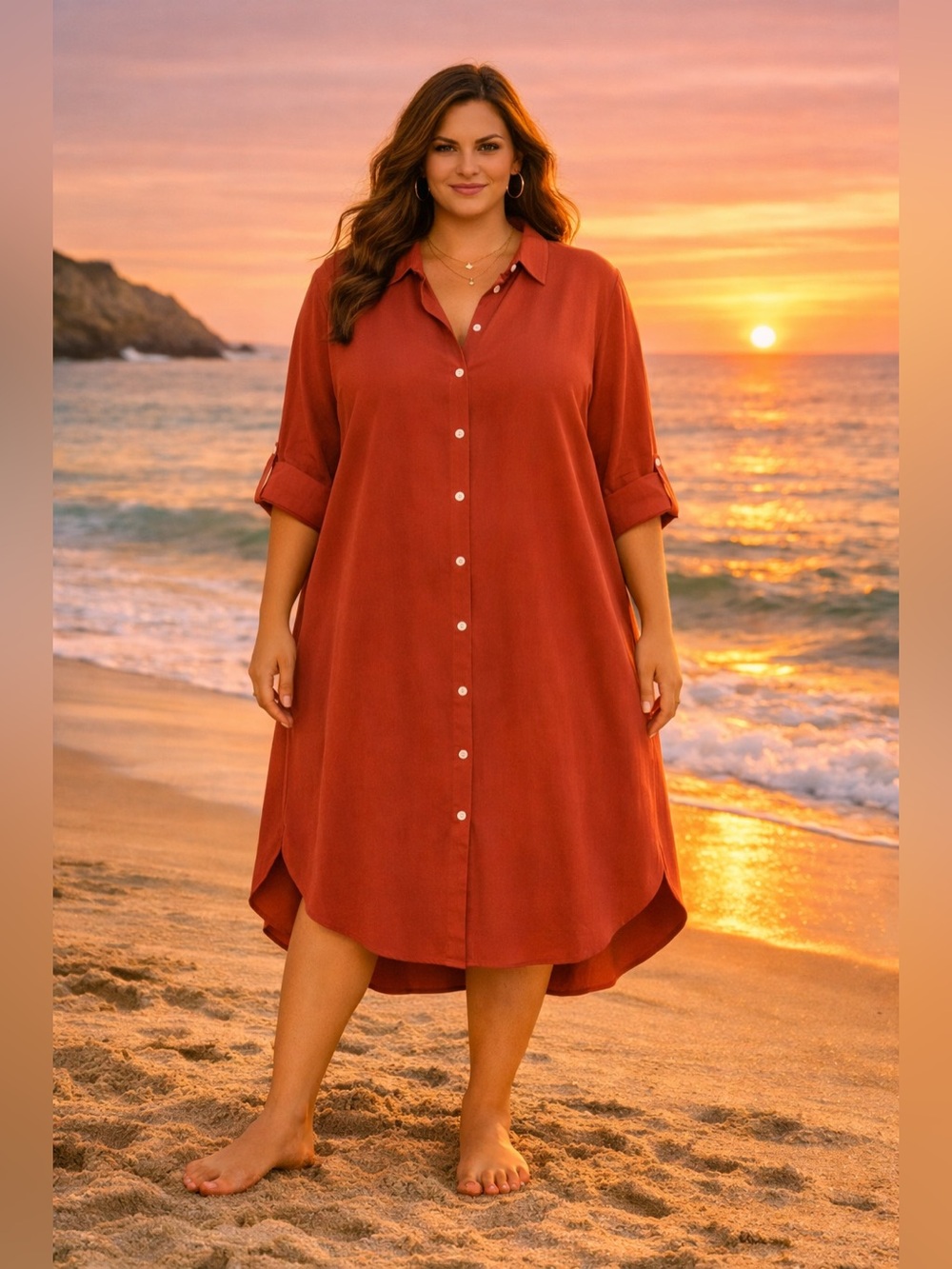100% cotton Oversized Shirt Dress in XL-2X